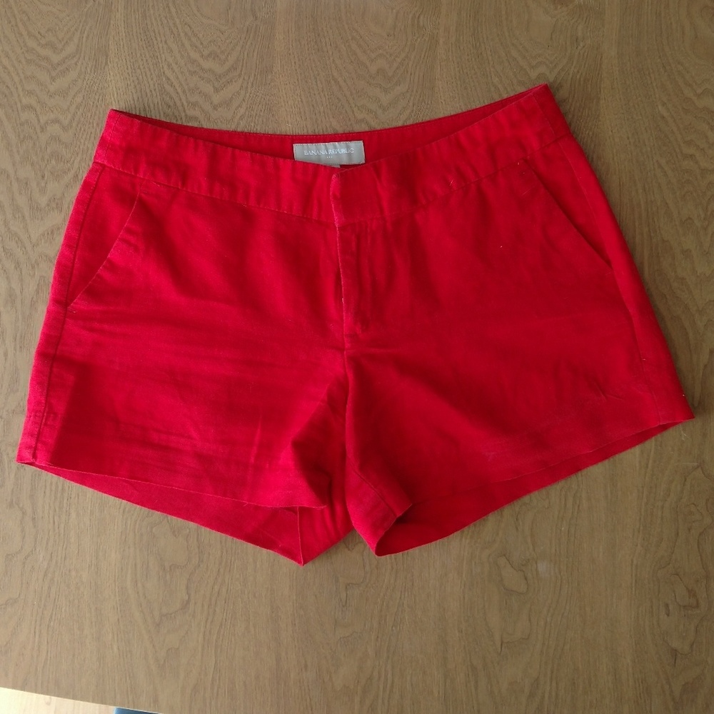 Banana Republic red linen shorts